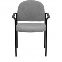 Flash Furniture BT-516-1-GY-GG Gray Fabric Comfortable Stackable Steel Side Chair with Arms addl-3