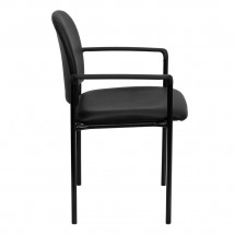Flash Furniture BT-516-1-VINYL-GG Black Vinyl Comfortable Stackable Steel Side Chair with Arms addl-1