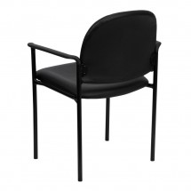 Flash Furniture BT-516-1-VINYL-GG Black Vinyl Comfortable Stackable Steel Side Chair with Arms addl-2