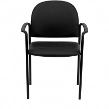 Flash Furniture BT-516-1-VINYL-GG Black Vinyl Comfortable Stackable Steel Side Chair with Arms addl-3