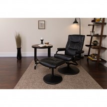 Flash Furniture BT-7862-BK-GG Contemporary Black Leather Recliner and Ottoman with Leather Wrapped Base addl-4