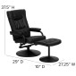 Flash Furniture BT-7862-BK-GG Contemporary Black Leather Recliner and Ottoman with Leather Wrapped Base addl-6