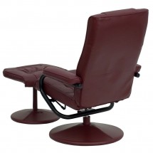 Flash Furniture BT-7862-BURG-GG Contemporary Burgundy Leather Recliner and Ottoman with Leather Wrapped Base addl-2