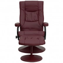Flash Furniture BT-7862-BURG-GG Contemporary Burgundy Leather Recliner and Ottoman with Leather Wrapped Base addl-3