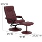 Flash Furniture BT-7862-BURG-GG Contemporary Burgundy Leather Recliner and Ottoman with Leather Wrapped Base addl-5