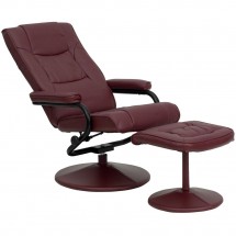 Flash Furniture BT-7862-BURG-GG Contemporary Burgundy Leather Recliner and Ottoman with Leather Wrapped Base addl-4