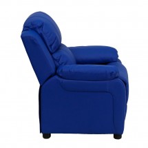 Flash Furniture BT-7985-KID-BLUE-GG Deluxe Heavily Padded Contemporary Blue Vinyl Kids Recliner with Storage Arms addl-1