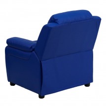 Flash Furniture BT-7985-KID-BLUE-GG Deluxe Heavily Padded Contemporary Blue Vinyl Kids Recliner with Storage Arms addl-2