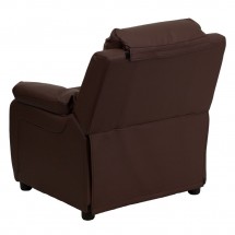 Flash Furniture BT-7985-KID-BRN-LEA-GG Deluxe Heavily Padded Contemporary Brown Leather Kids Recliner with Storage Arms addl-2