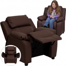 Flash Furniture BT-7985-KID-BRN-LEA-GG Deluxe Heavily Padded Contemporary Brown Leather Kids Recliner with Storage Arms addl-4