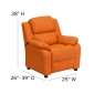 Flash Furniture BT-7985-KID-ORANGE-GG Deluxe Heavily Padded Contemporary Orange Vinyl Kids Recliner with Storage Arms addl-5