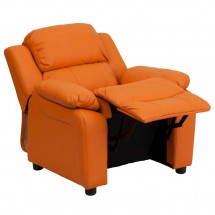 Flash Furniture BT-7985-KID-ORANGE-GG Deluxe Heavily Padded Contemporary Orange Vinyl Kids Recliner with Storage Arms addl-4