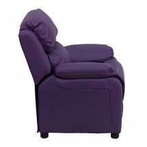 Flash Furniture BT-7985-KID-PUR-GG Deluxe Heavily Padded Contemporary Purple Vinyl Kids Recliner with Storage Arms addl-1