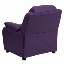 Flash Furniture BT-7985-KID-PUR-GG Deluxe Heavily Padded Contemporary Purple Vinyl Kids Recliner with Storage Arms addl-2