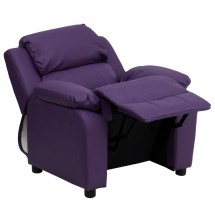 Flash Furniture BT-7985-KID-PUR-GG Deluxe Heavily Padded Contemporary Purple Vinyl Kids Recliner with Storage Arms addl-4