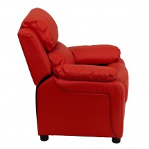 Flash Furniture BT-7985-KID-RED-GG Deluxe Heavily Padded Contemporary Red Vinyl Kids Recliner with Storage Arms addl-1