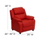Flash Furniture BT-7985-KID-RED-GG Deluxe Heavily Padded Contemporary Red Vinyl Kids Recliner with Storage Arms addl-5