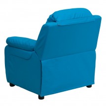 Flash Furniture BT-7985-KID-TURQ-GG Deluxe Heavily Padded Contemporary Turquoise Vinyl Kids Recliner with Storage Arms addl-2