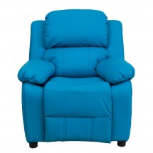Flash Furniture BT-7985-KID-TURQ-GG Deluxe Heavily Padded Contemporary Turquoise Vinyl Kids Recliner with Storage Arms addl-3