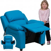Flash Furniture BT-7985-KID-TURQ-GG Deluxe Heavily Padded Contemporary Turquoise Vinyl Kids Recliner with Storage Arms addl-4