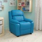 Flash Furniture BT-7985-KID-TURQ-GG Deluxe Heavily Padded Contemporary Turquoise Vinyl Kids Recliner with Storage Arms addl-7