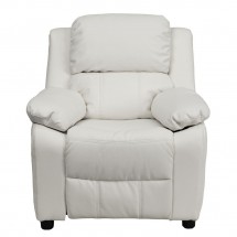 Flash Furniture BT-7985-KID-WHITE-GG Deluxe Heavily Padded Contemporary White Vinyl Kids Recliner with Storage Arms addl-3