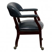 Flash Furniture B-Z100-NAVY-GG Navy Vinyl Luxurious Conference Chair with Casters addl-1