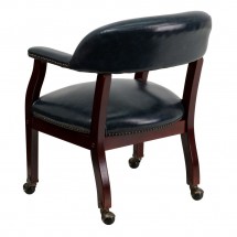 Flash Furniture B-Z100-NAVY-GG Navy Vinyl Luxurious Conference Chair with Casters addl-2