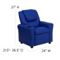 Flash Furniture DG-ULT-KID-BLUE-GG Contemporary Blue Vinyl Kids Recliner with Cup Holder and Headrest addl-5