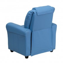 Flash Furniture DG-ULT-KID-LTBLUE-GG Contemporary Light Blue Vinyl Kids Recliner with Cup Holder and Headrest addl-2