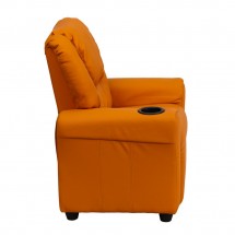 Flash Furniture DG-ULT-KID-ORANGE-GG Contemporary Orange Vinyl Kids Recliner with Cup Holder and Headrest addl-1