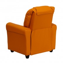 Flash Furniture DG-ULT-KID-ORANGE-GG Contemporary Orange Vinyl Kids Recliner with Cup Holder and Headrest addl-2