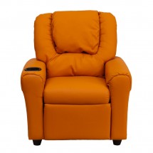 Flash Furniture DG-ULT-KID-ORANGE-GG Contemporary Orange Vinyl Kids Recliner with Cup Holder and Headrest addl-3