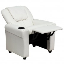 Flash Furniture DG-ULT-KID-WHITE-GG Contemporary White Vinyl Kids Recliner with Cup Holder and Headrest addl-4