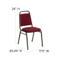 Flash Furniture FD-BHF-2-BY-GG HERCULES Series Trapezoidal Back Stacking Burgundy Banquet Chair - Gold Vein Frame addl-4
