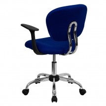 Flash Furniture H-2376-F-BLUE-ARMS-GG Mid-Back Blue Mesh Task Chair with Arms addl-2