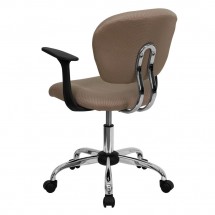 Flash Furniture H-2376-F-COF-ARMS-GG Mid-Back Coffee Brown Mesh Task Chair with Arms addl-2