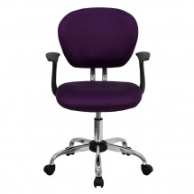 Flash Furniture H-2376-F-PUR-ARMS-GG Mid-Back Purple Mesh Task Chair with Arms addl-3