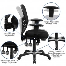 Flash Furniture HL-0001-GG Mid-Back Black Mesh Executive Chair with Triple Paddle Control addl-5