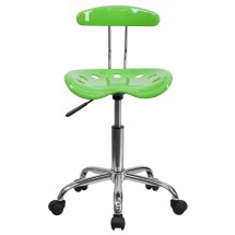 Flash Furniture LF-214-APPLEGREEN-GG Vibrant Apple Green and Chrome Computer Task Chair with Tractor Seat addl-3