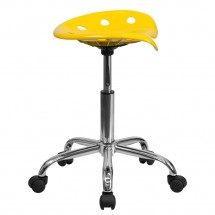 Flash Furniture LF-214A-YELLOW-GG Vibrant Orange-Yellow Tractor Seat and Chrome Stool addl-1