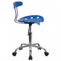 Flash Furniture LF-214-BRIGHTBLUE-GG Blue and Chrome Computer Task Chair with Tractor Seat addl-1