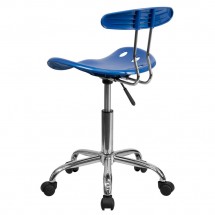 Flash Furniture LF-214-BRIGHTBLUE-GG Blue and Chrome Computer Task Chair with Tractor Seat addl-2