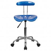 Flash Furniture LF-214-BRIGHTBLUE-GG Blue and Chrome Computer Task Chair with Tractor Seat addl-3