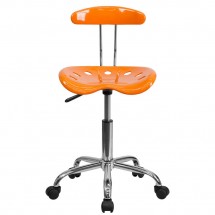Flash Furniture LF-214-ORANGEYELLOW-GG Vibrant Orange and Chrome Computer Task Chair with Tractor Seat addl-3