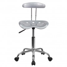 Flash Furniture LF-214-SILVER-GG Vibrant Silver and Chrome Computer Task Chair with Tractor Seat addl-2