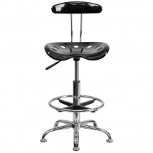Flash Furniture LF-215-BLK-GG Vibrant Black and Chrome Drafting Stool with Tractor Seat addl-3