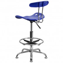 Flash Furniture LF-215-NAUTICALBlue-GG Vibrant Nautical Blue and Chrome Drafting Stool with Tractor Seat addl-2