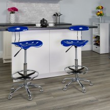 Flash Furniture LF-215-NAUTICALBlue-GG Vibrant Nautical Blue and Chrome Drafting Stool with Tractor Seat addl-4
