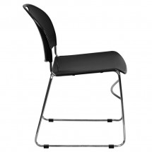 Flash Furniture RUT-188-BK-CHR-GG HERCULES Series 880 lb. Capacity Black High Density Ultra Compact Stack Chair with Chrome Frame addl-3